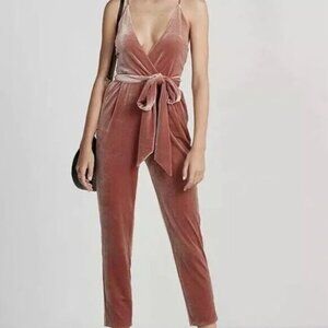 Blush Pink Velvet Express Jumpsuit